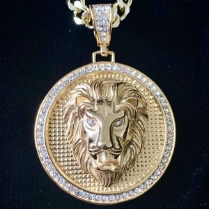 BIG LION DIAMONDS cz 18K GOLD CHAIN MADE IN ITALY!